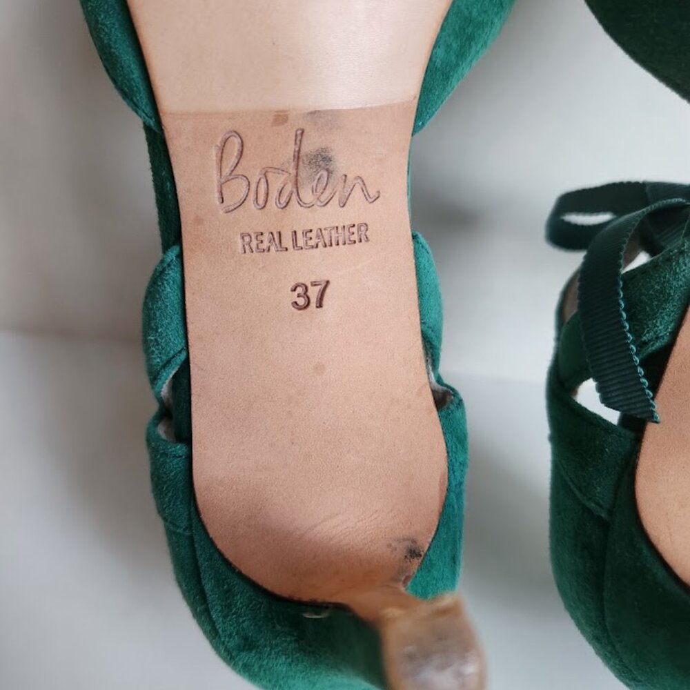 Boden Women's Jade Suede Leather Lavinia Ribbon Court Shoes Mid Heels Sz:37 - Picture 12 of 14